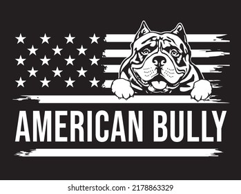 American bully dog american flag vintage EPS vector