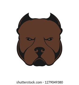 American bully dog logo. The dog's head emblem. The element for the logo is colored. Vector.