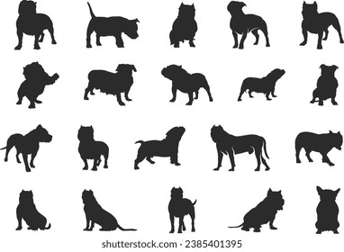 American bully dog silhouette, Bully dog silhouette, Bully dog clipart, Dog silhouette, American bully icon.