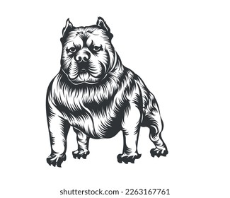 American Bully Dog Vector Illustration, Bully Dog Vector Black on White Background svg