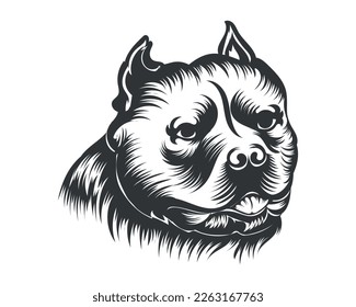 American Bully Dog Vector Illustration, Bully Dog Vector Black on White Background