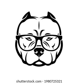 American Bully dog wearing sunglasses isolated vector illustration