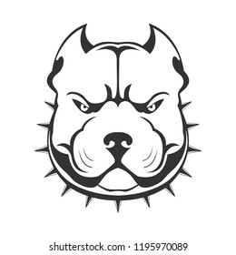 American bully emblem. Bully dog's head in collar with spikes isolated on white. svg