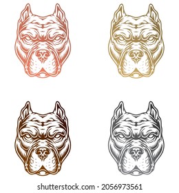 American Bully Emblem Vector Illustration. American Staffordshire Terrier. Pitbull Terrier Dog Head Isolated On A White Background
