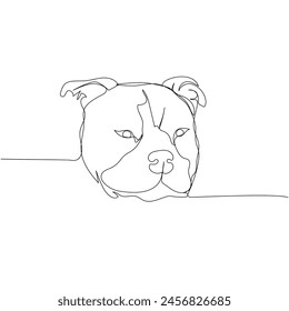 American Bully, portrait, dog breed, companion dog one line art. Continuous line drawing of friend, dog, doggy, friendship, care, pet, animal, family, canine.