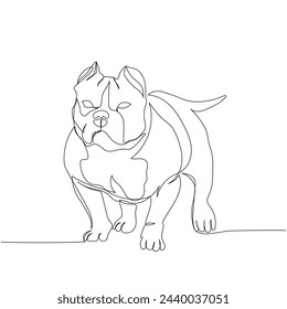 American Bully, Bully XL, XXL, dog breed, companion dog one line art. Continuous line drawing of friend, dog, doggy, friendship, care, pet, animal, family, canine. svg