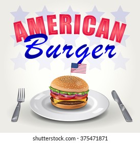 American Burger with American Flag