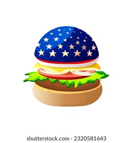American burger with a flag print
