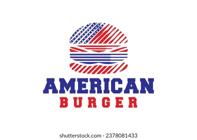 American Burger Logo Design Vector Icon Symbol Illustrations. A multifunctional logo that can be used in many food business companies and restaurants. It is ready to print.