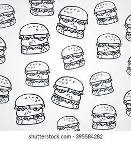american burger sketch theme vector art illustration