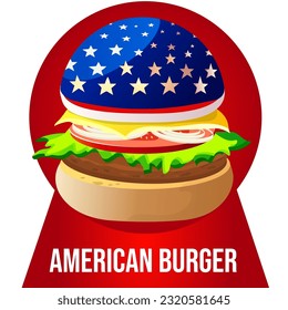 American burger with the U.S. flag