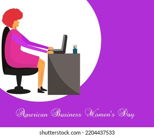 American Business Women's Day. September 22. Horizontal pink banner. Vector.