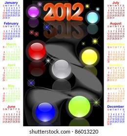 American calendar for 2012. Abstract background with glass ball. style. 10EPS. Vector.