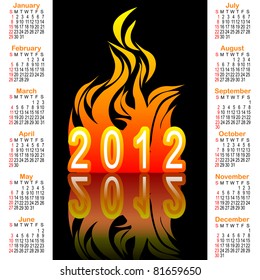 American calendar 2012 with fire. vector.