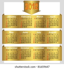 American calendar 2012 with golden banners and arrow. vector.