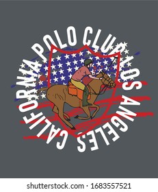 American California College Polo sports club graphic design vector art