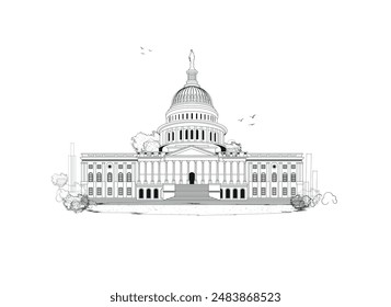 American Capital Building in Washington DC .The United States Capitol, often called the Capitol Building, is the home of the United States Congress in U.S.A