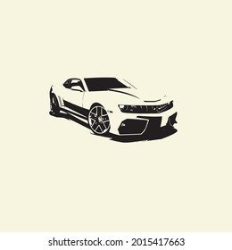 American Car Silhouette Modern Vector Illustration