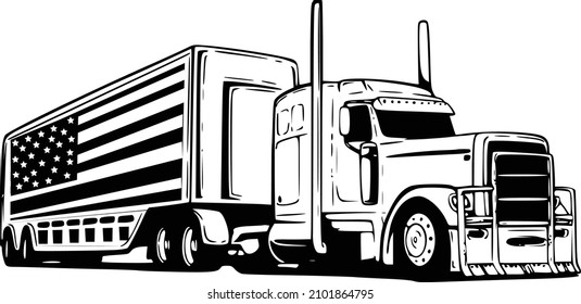 American Cargo Truck Premium Vector Image 