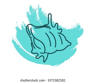 American carrier snail seashell, icon illustration, vector on white background