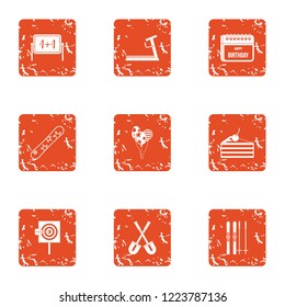 American celebration icons set. Grunge set of 9 american celebration vector icons for web isolated on white background