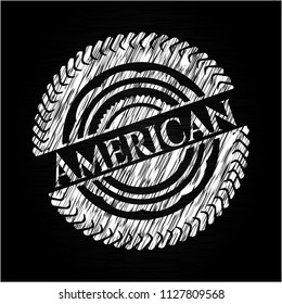 American chalkboard emblem written on a blackboard