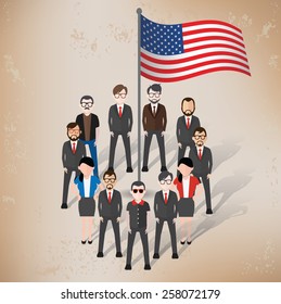 American character design on old paper background,grunge vector