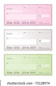 American check payment paper slip with room to add your own amounts