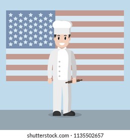 American chef cartoon