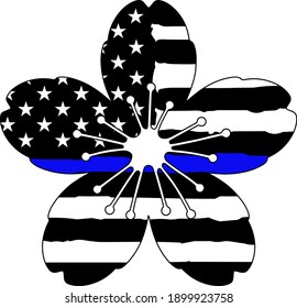 American Cherry blossom Blue Line, American Police blue line svg