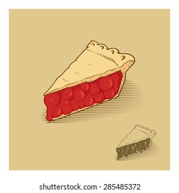american cherry pie, hand drawn illustration