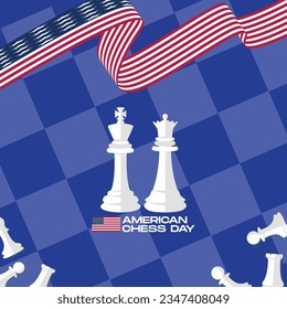 american chess day with wavy flag also chess background by ibnu aulia