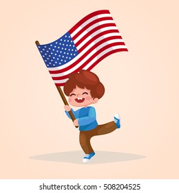 American children holding American flags. american patriots.
