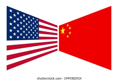 American and Chinese flags illustration