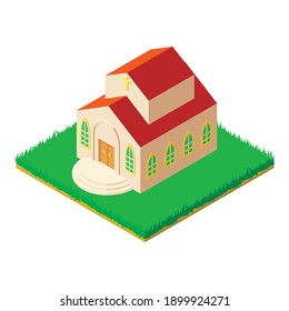 American church icon. Isometric illustration of american church vector icon for web