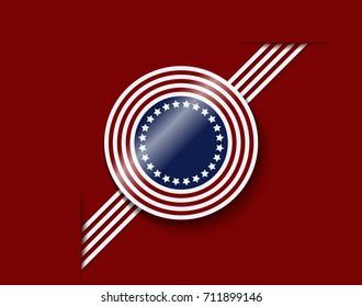 American circle patch and badge ribbon concept for graphical use as envelope. vector illustration.