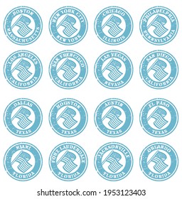 American Cities rubber stamps vector illustration