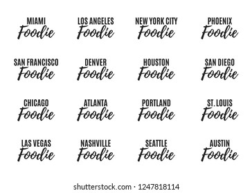 American City Foodie Logo Branding Vector Text Illustration Set