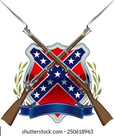 American Civil War Confederate Flag With Musket And Bayonet