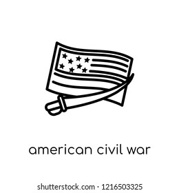 american civil war icon. Trendy modern flat linear vector american civil war icon on white background from thin line United States of America collection, editable outline stroke vector illustration