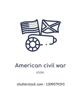 American Civil War Icon From United States Of America Outline Collection. Thin Line American Civil War Icon Isolated On White Background.