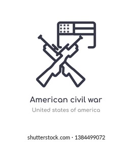 american civil war outline icon. isolated line vector illustration from united states of america collection. editable thin stroke american civil war icon on white background