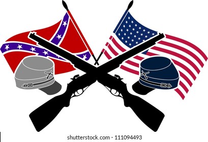 American Civil War. Stencil. Second Variant. Vector Illustration