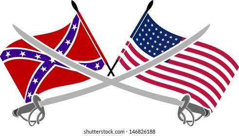 American Civil War. Stencil. Seventh Variant. Vector Illustration