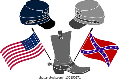 american civil war. stencil. third variant. vector illustration