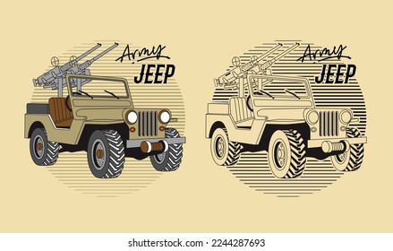 American classic Army Jeep vector design illustration