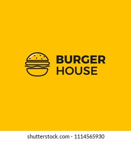 American classic burger house logo. Logotype for restaurant or cafe or fast food. Vector illustration