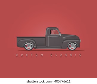 American classic custom pickup. High detailed vector illustration.