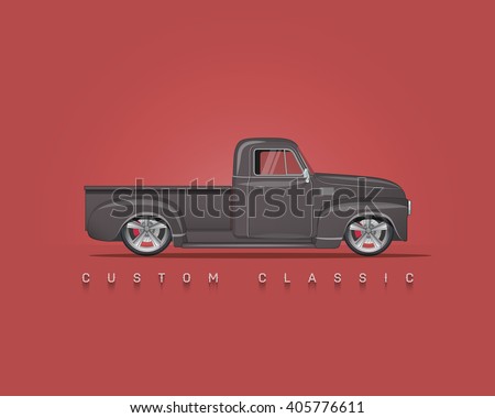 American classic custom pickup. High detailed vector illustration.