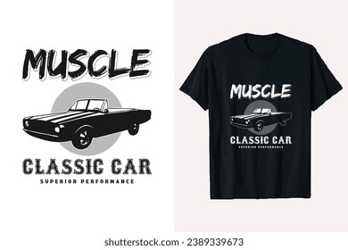 American classic muscle car vector t-shirt design graphic. black and white print-ready file tshirt.